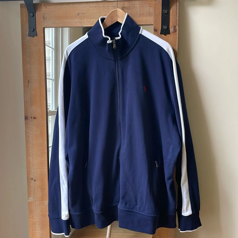Polo Ralph Lauren Navy Track Jacket With White Trim Size XXL